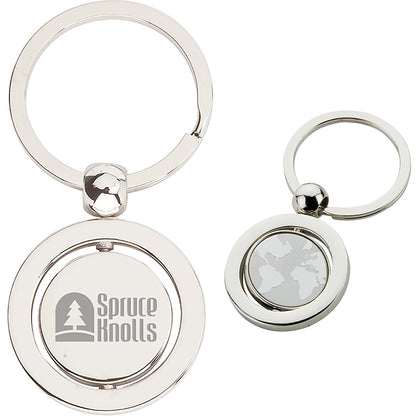 World Map Spinning Disk Keychain - EK1026
