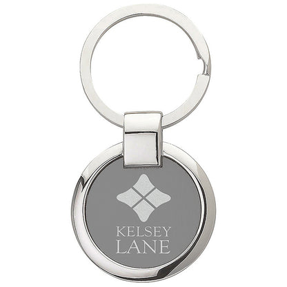 Round Aluminum Two-Tone Keychain - EK1050