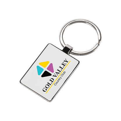 Chrome Rectangular Metal Keyring