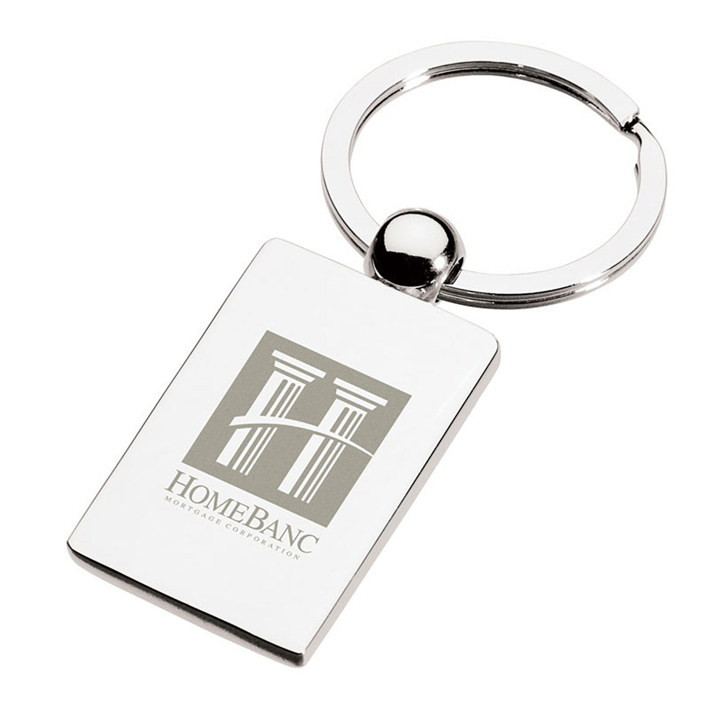 Chrome Rectangular Metal Keyring