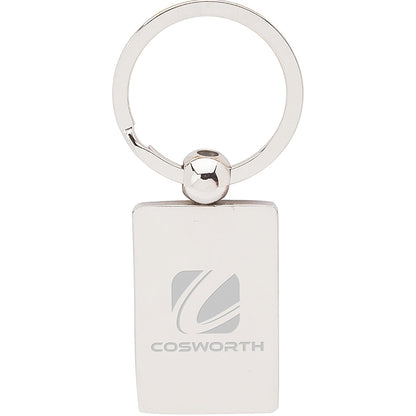 Chrome Rectangular Metal Keyring - EK5500