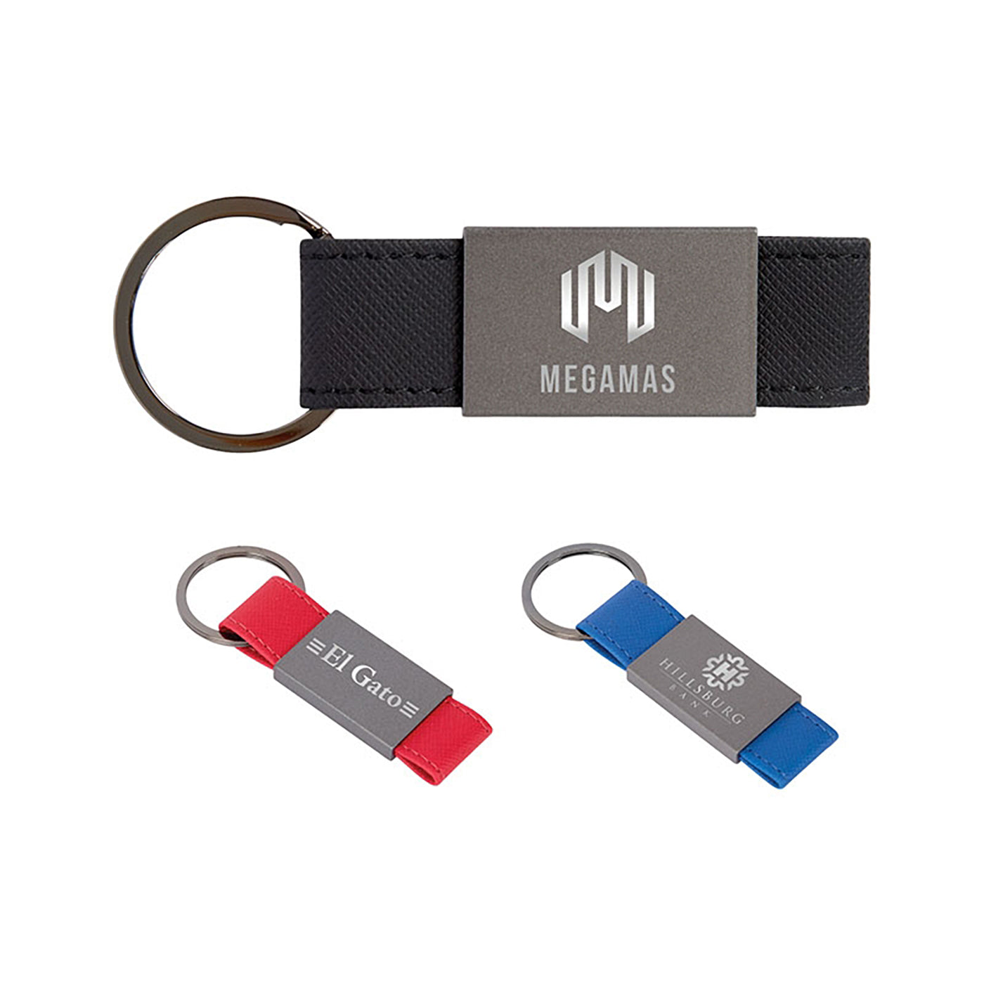 Aluminum Leatherette Keyring with Gunmetal Hardware