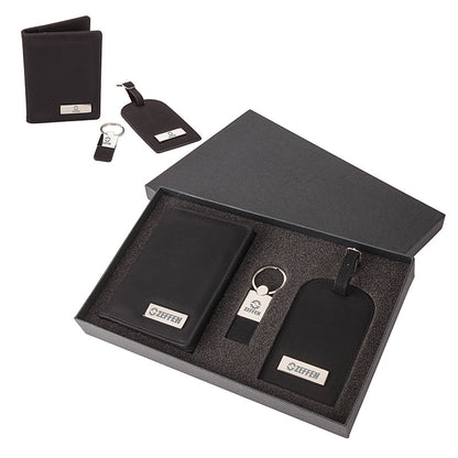 Leatherette Travel Gift Set with Metal Plates