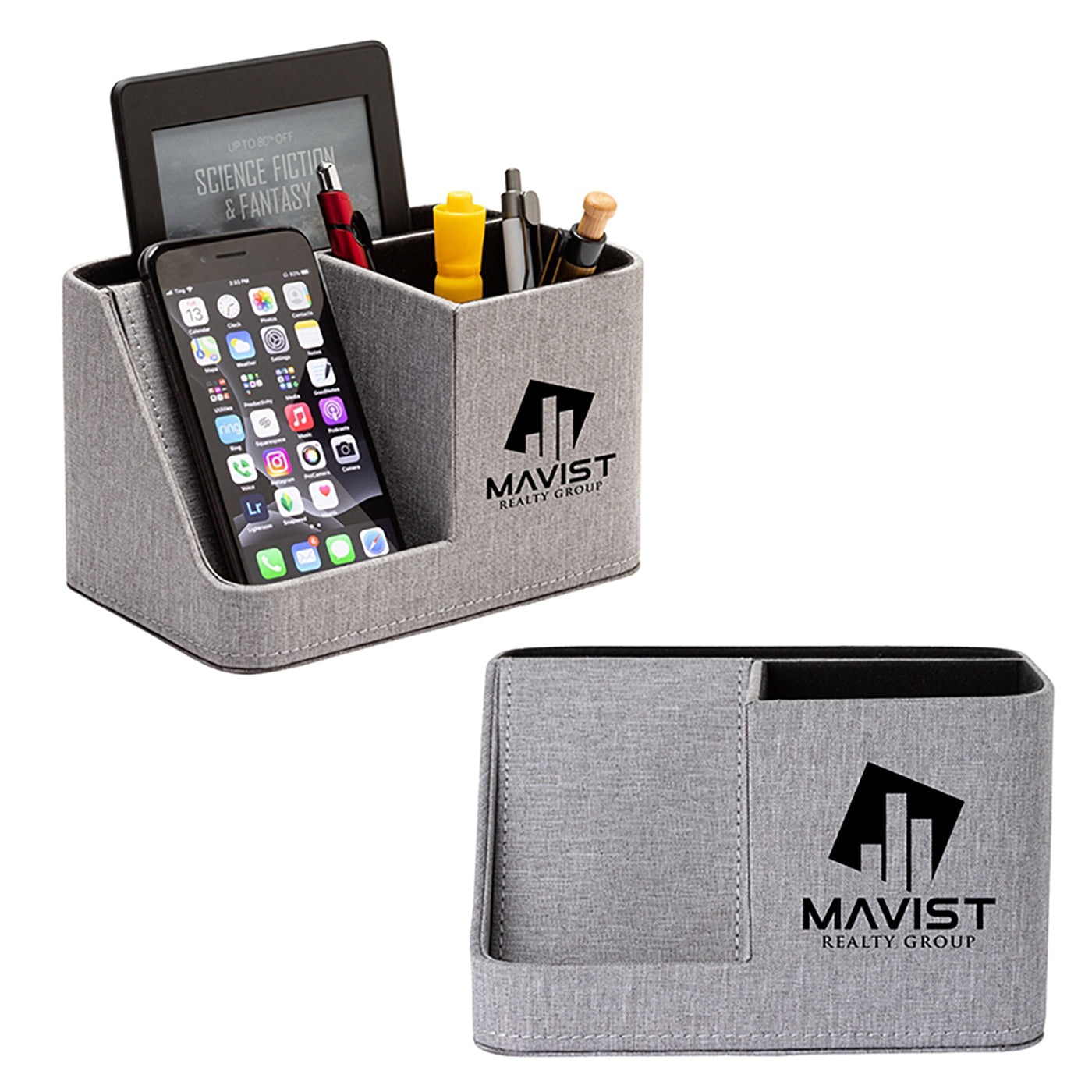 Heathered Polyester Multi-Compartment Desk Organizer
