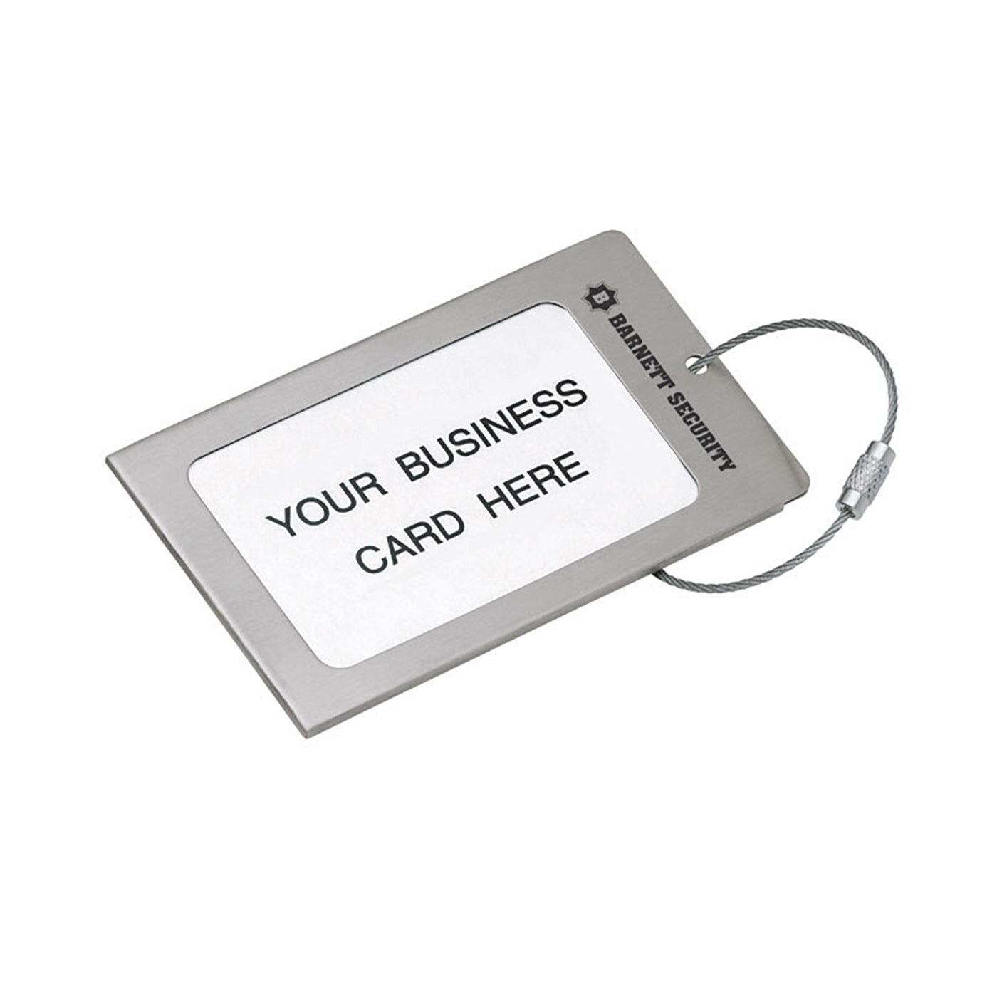 Brushed Steel Luggage Tag with Cable
