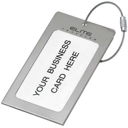 Brushed Steel Luggage Tag with Cable - ET200