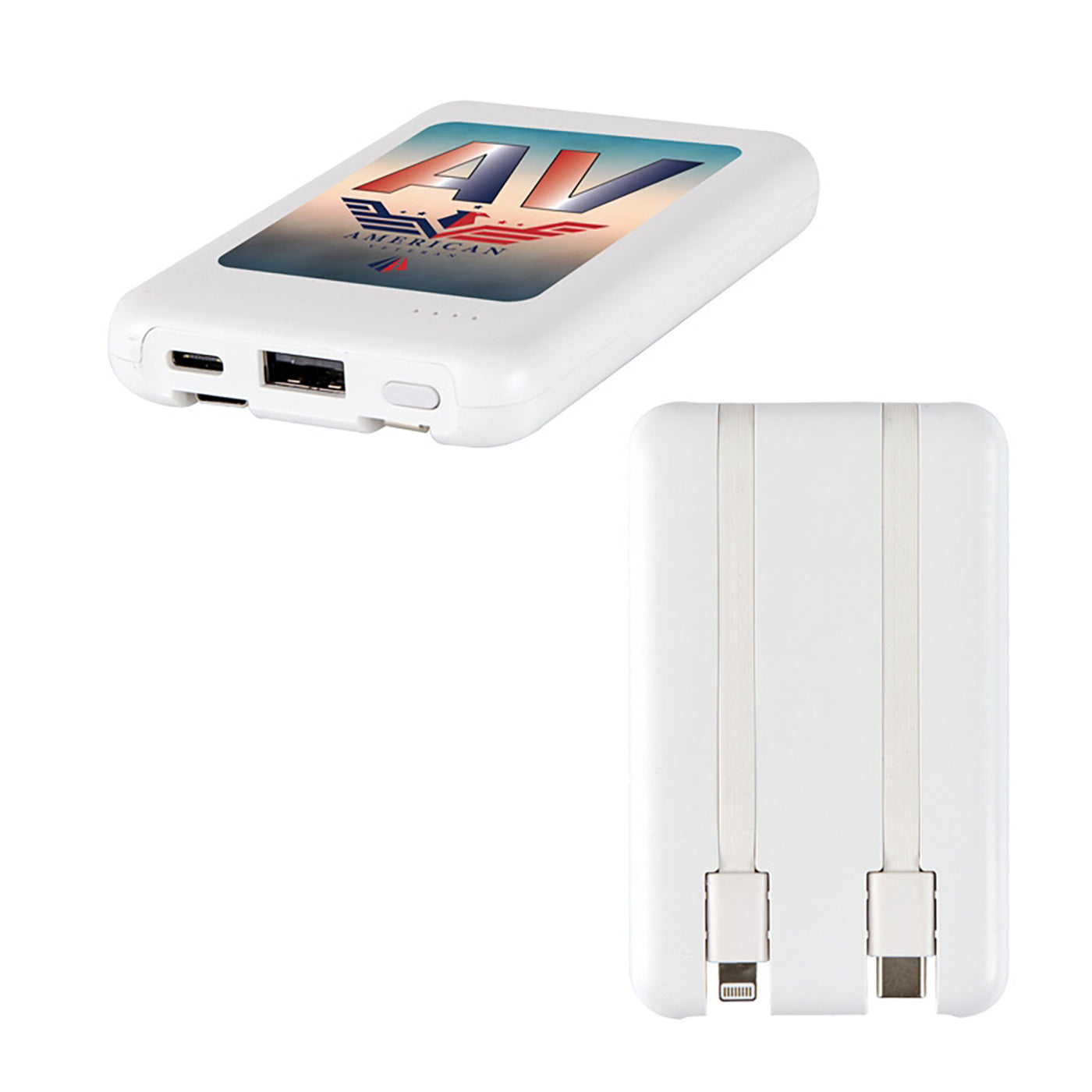 5000mAh Power Bank with Built-In Cables