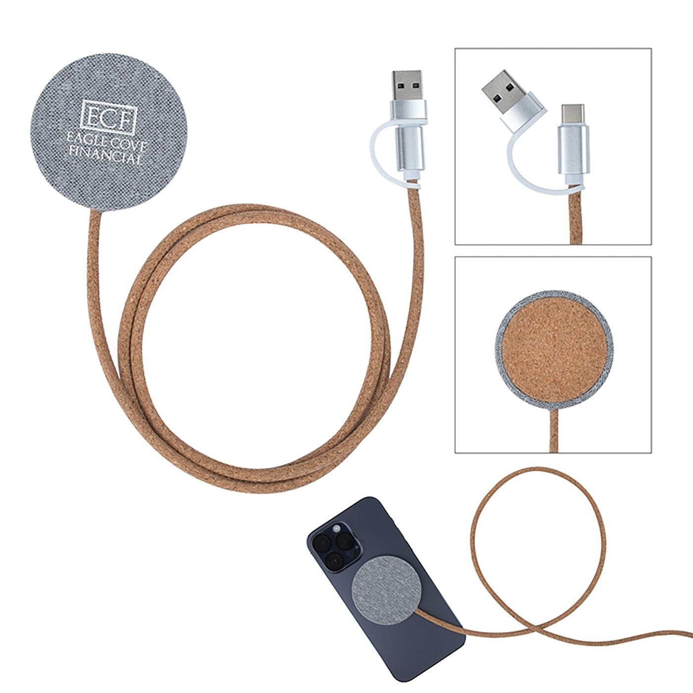 10W Cork and Recycled RPET Wireless Charging Pad