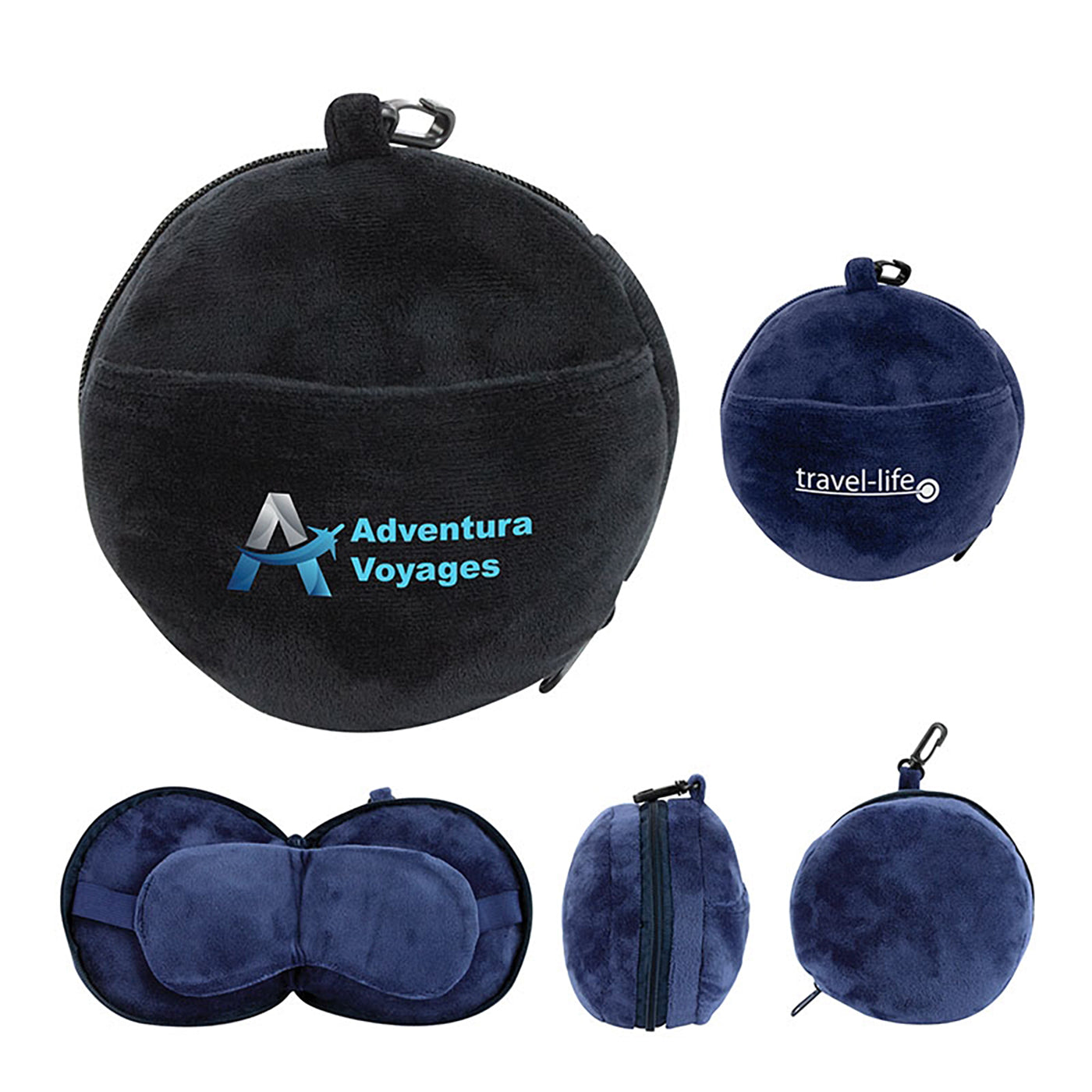 Polyester Neck Pillow with Integrated Sleep Mask