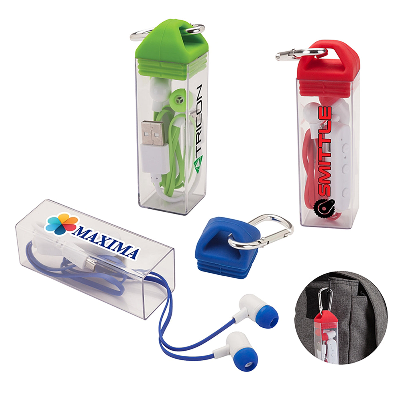 Flat-Wire Bluetooth Earbuds with Carabiner