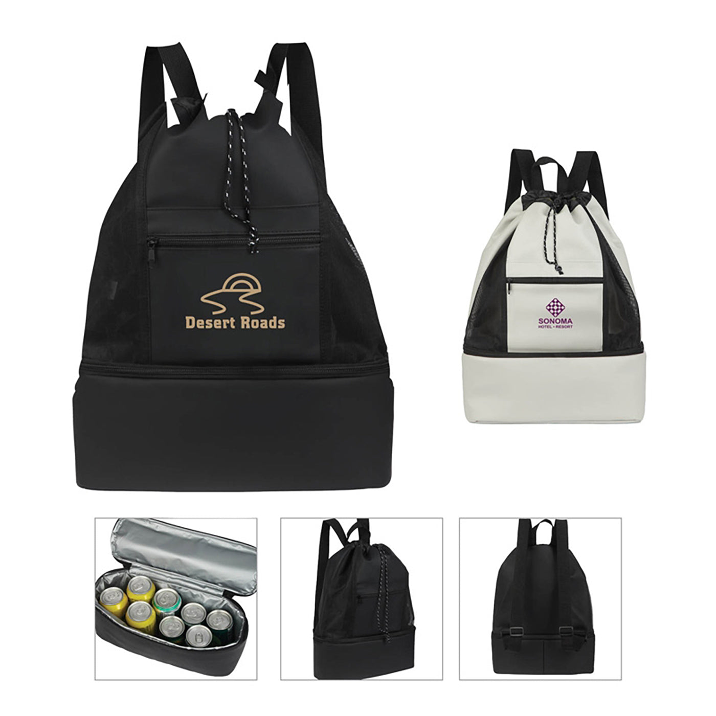 Mesh Drawstring Pack with Cooler Base