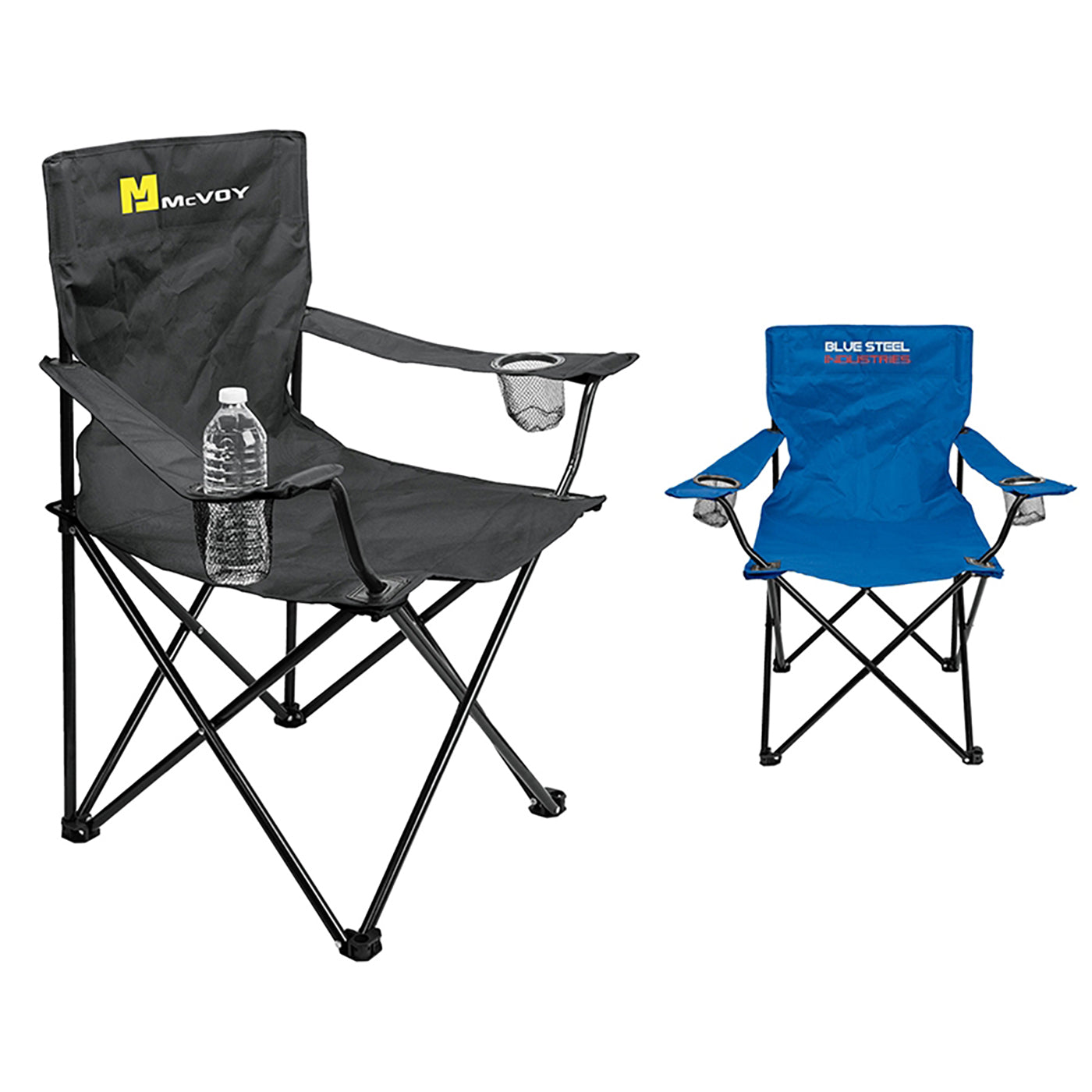 Steel Frame Folding Chair with Mesh Cup Holders