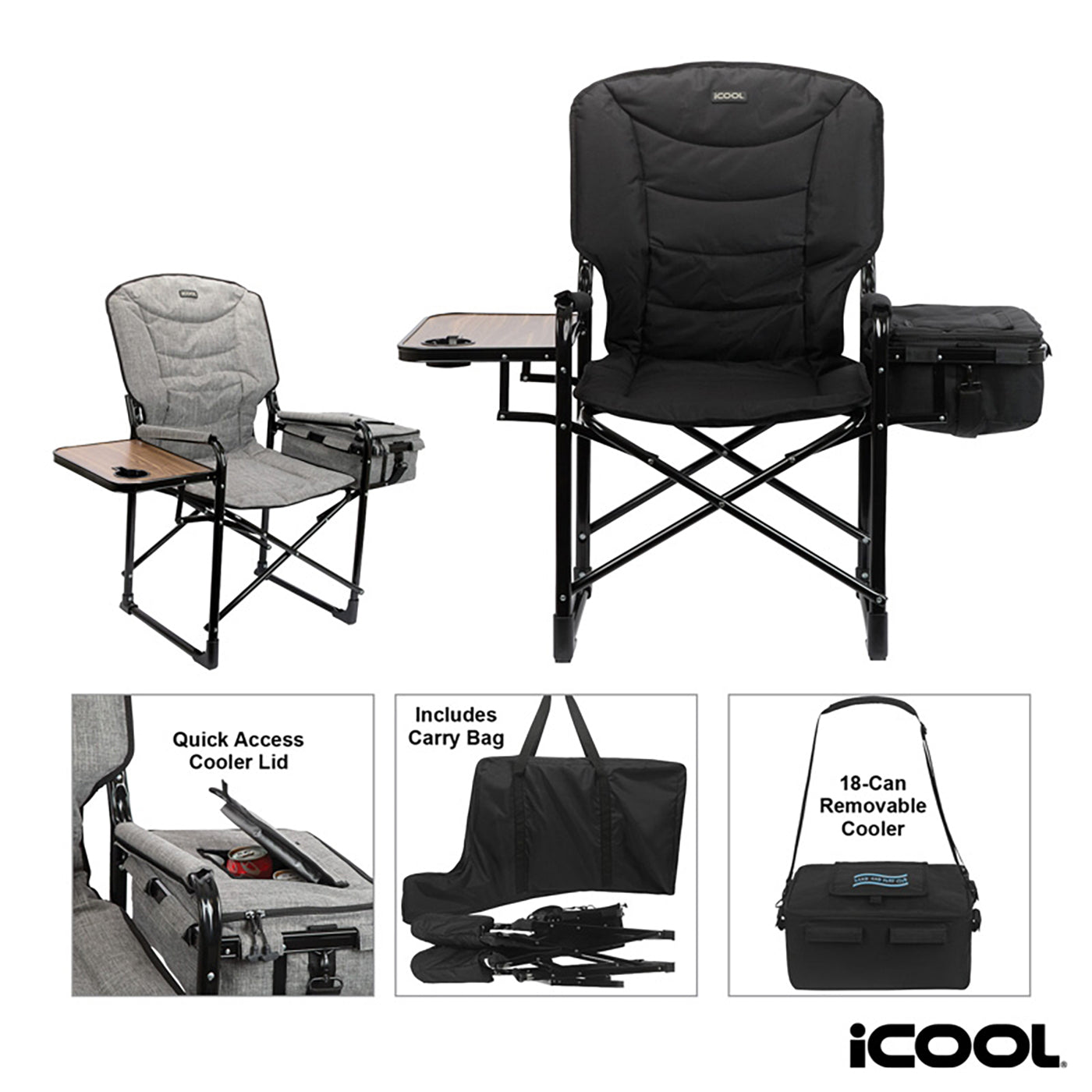 Steel Camping Chair with 18-Can Cooler