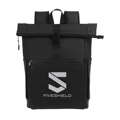 Water-Resistant Roll-Top PU Backpack - KB5000B