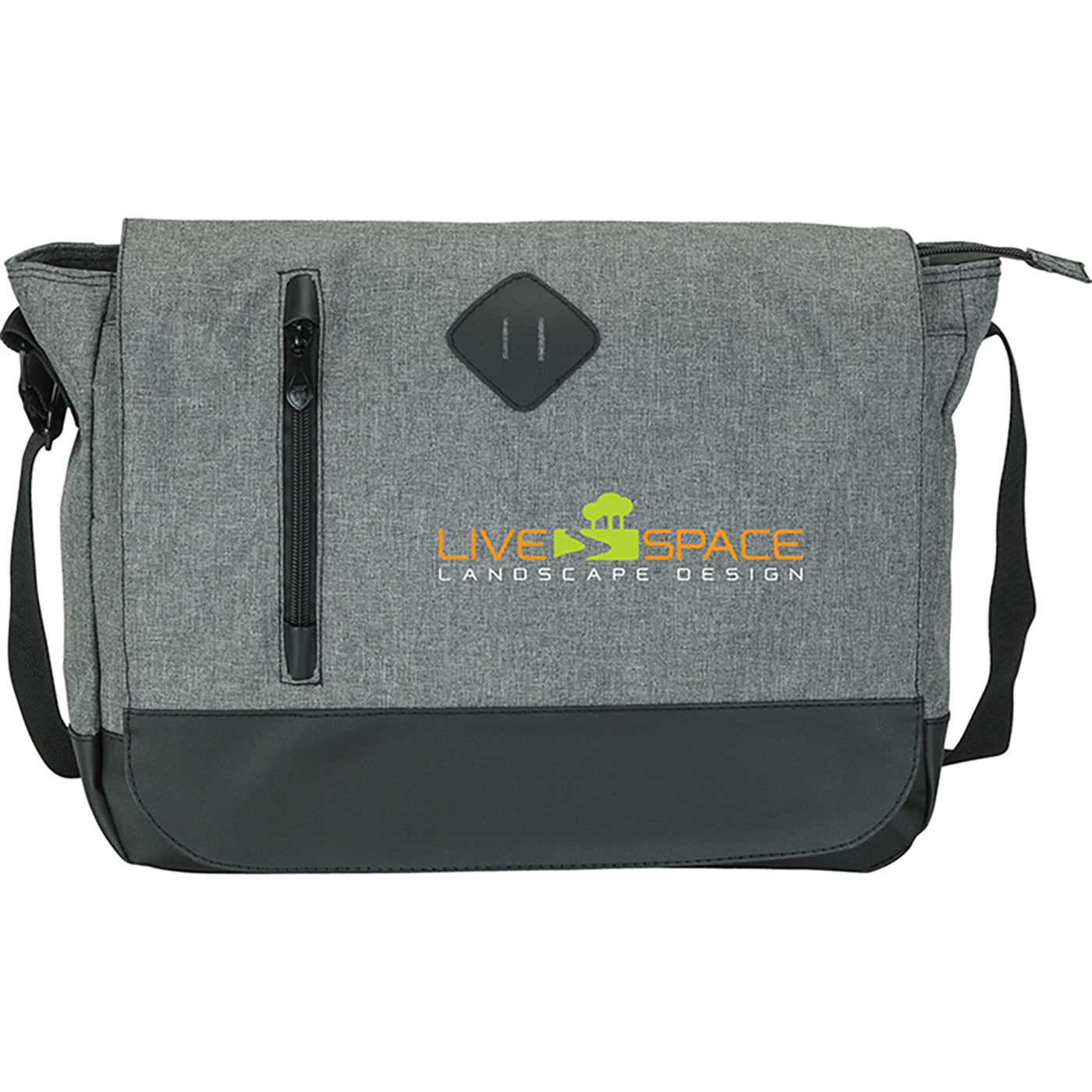 Denim-Feel Messenger Bag with Leatherette Trim - KC0301S