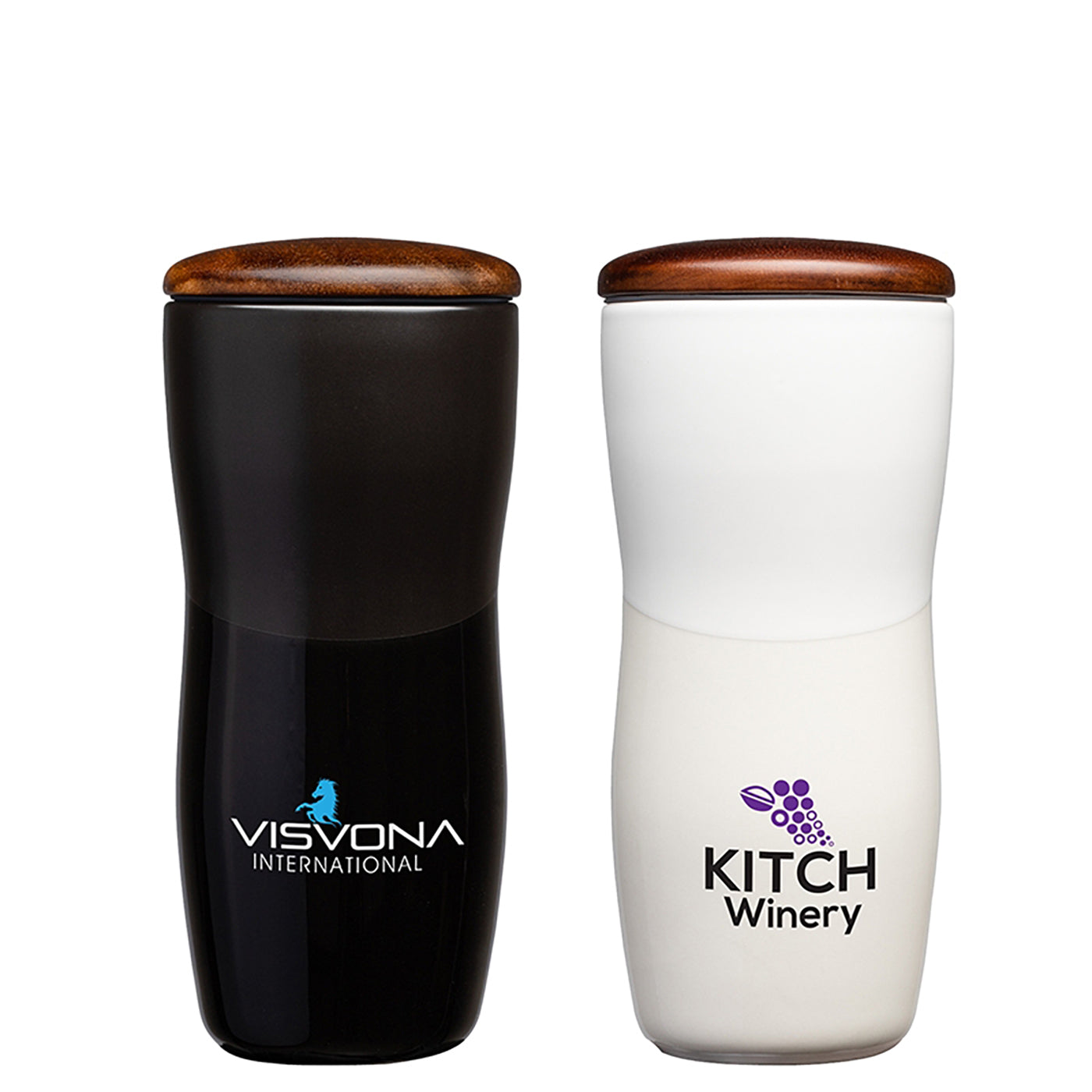 12oz Double-Wall Ceramic Tumbler with Acacia Lid