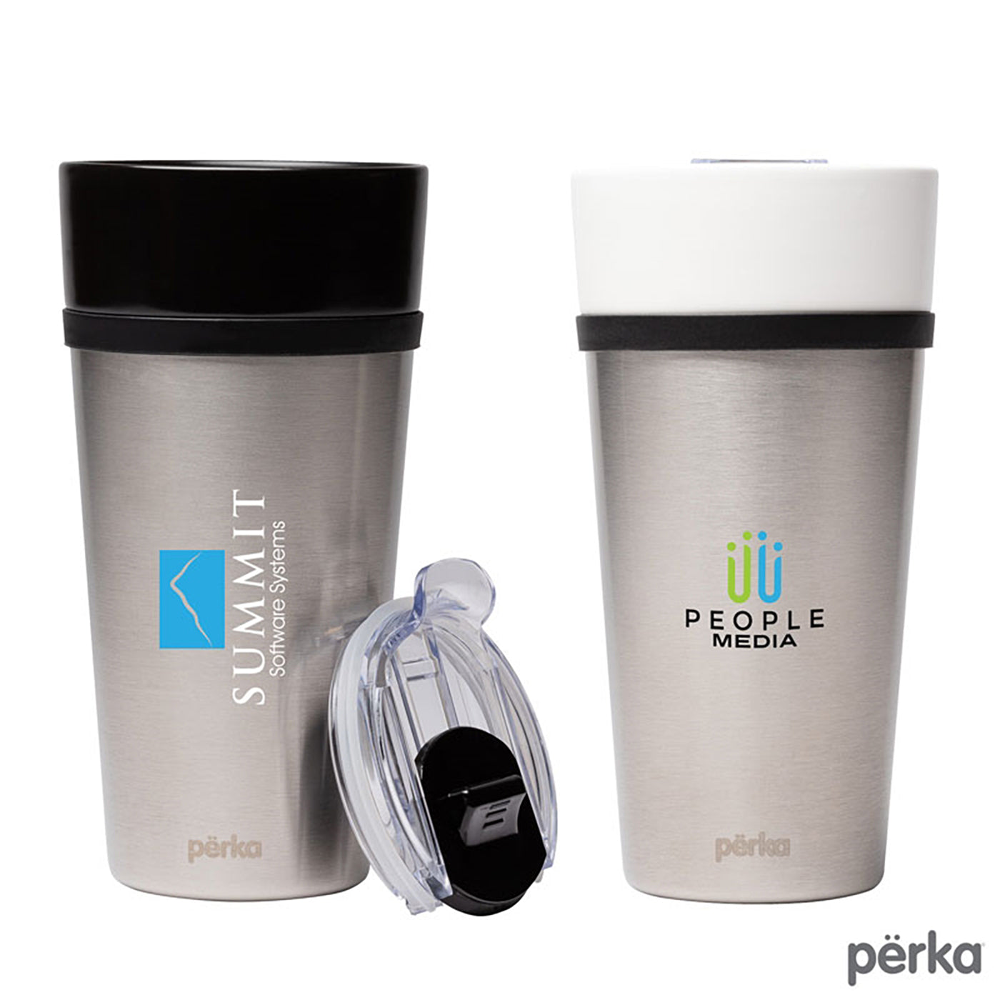 Linden 14 oz. Double Wall Ceramic Tumbler w/  Stainless Steel Outer