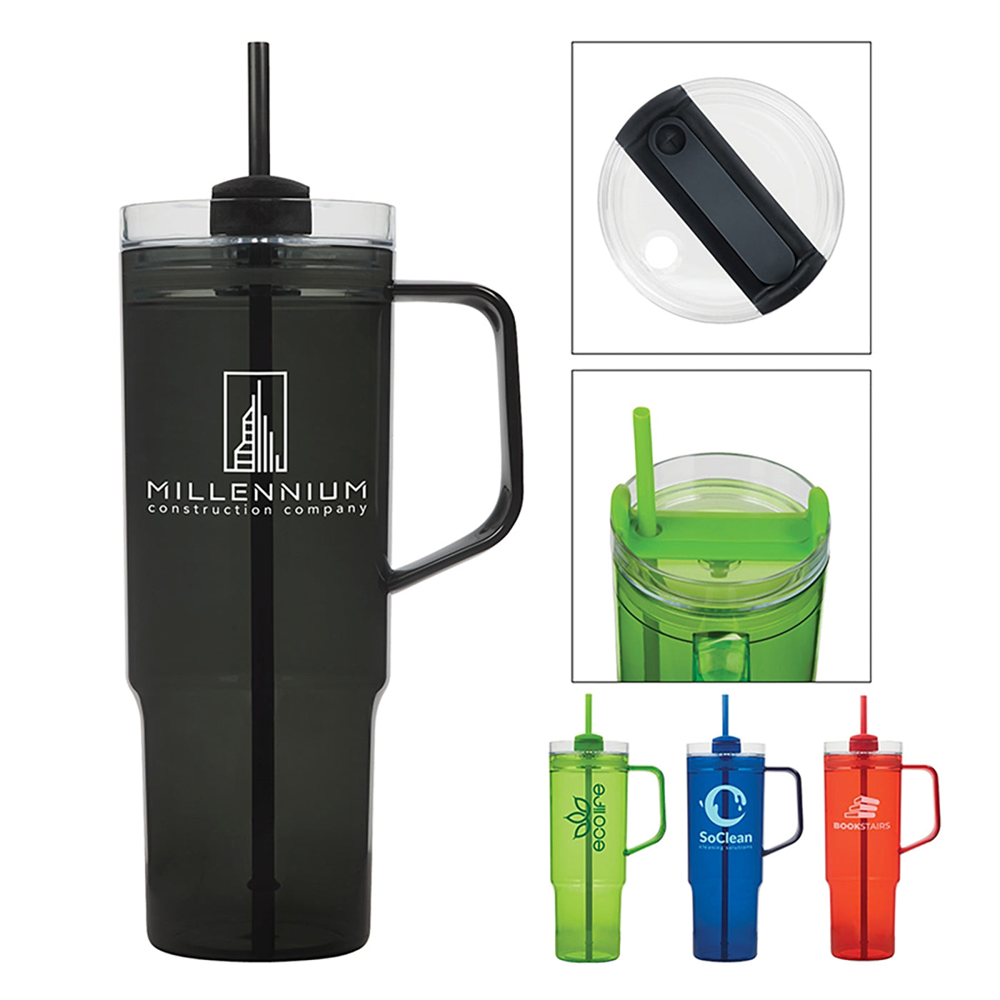 40oz AS Plastic Travel Mug with Straw