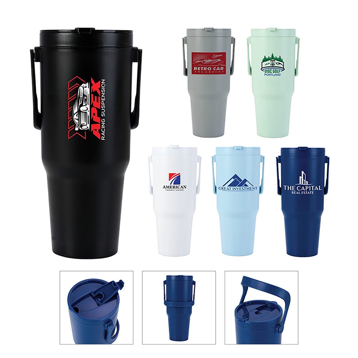 32oz Double Wall Polypropylene Flip-Top Mug