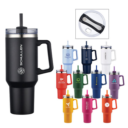 40oz Handled Travel Mug with Straw