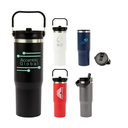 30oz Steel Water Bottle with Flip Straw