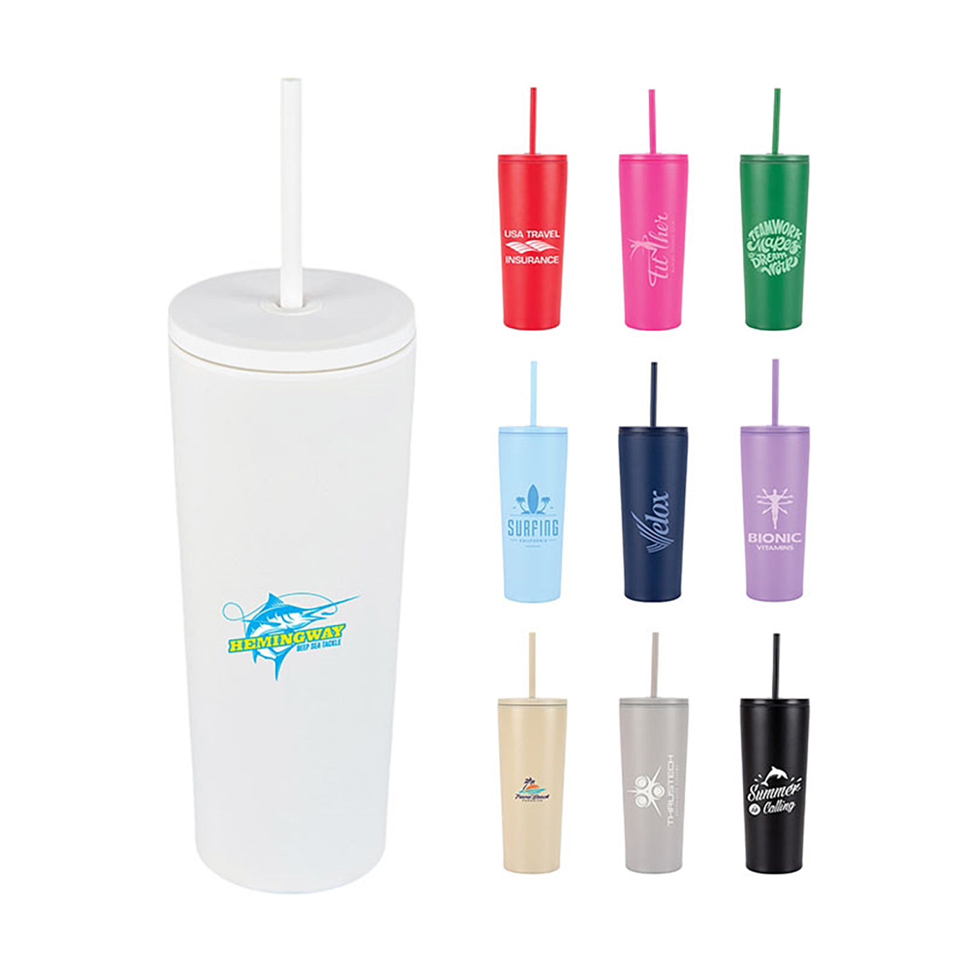 24oz Double Wall Steel Tumbler with Matching Straw
