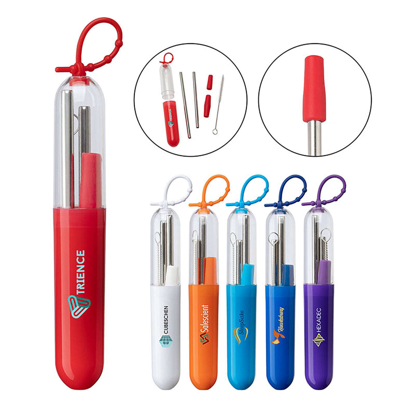 5-Piece Telescoping Stainless Steel Straw Set