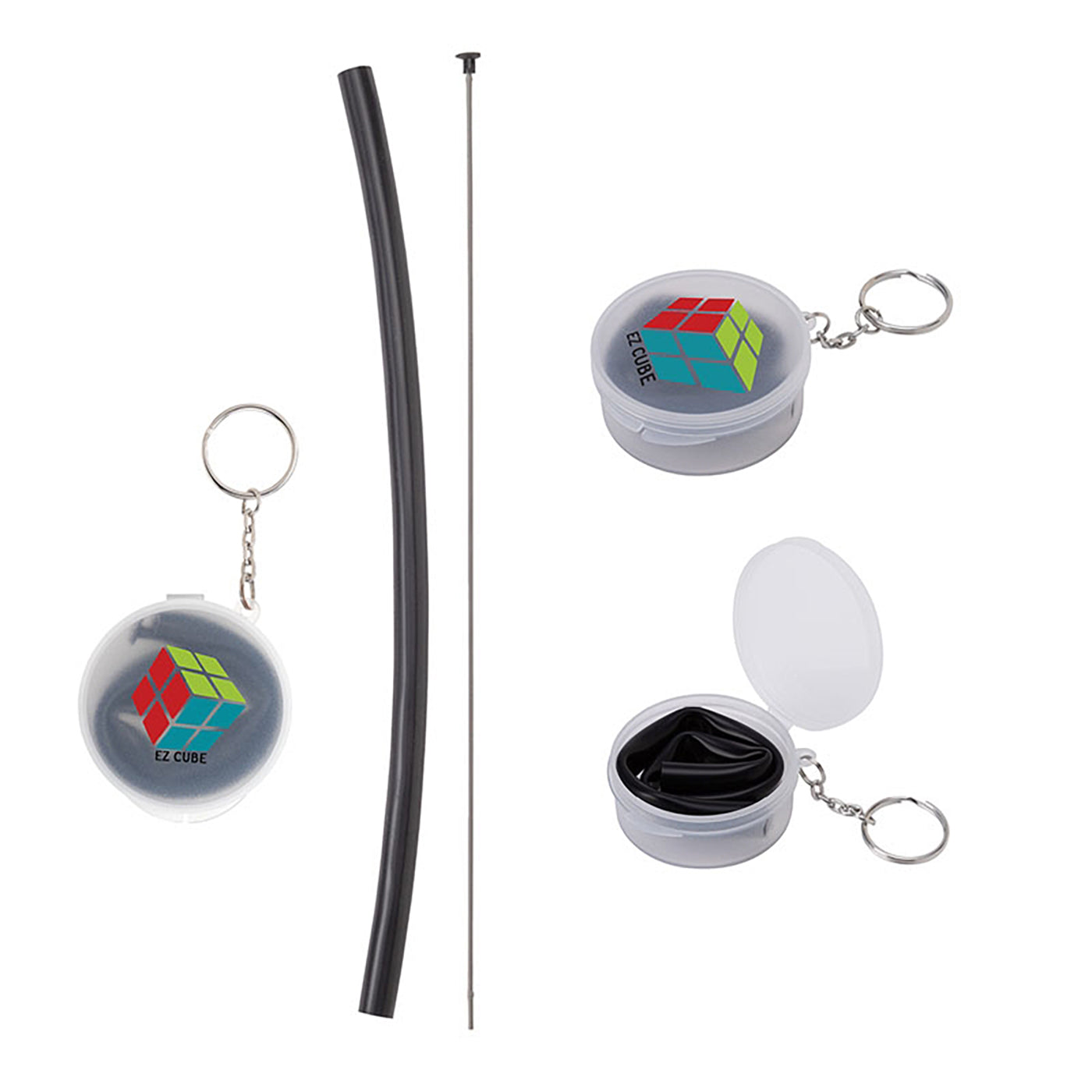 Collapsible Silicone Straw with Keychain Case