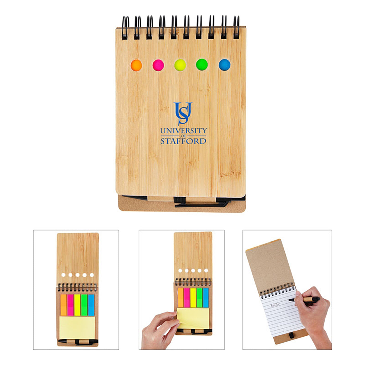 Bamboo Cover Jotter with Sticky Notes