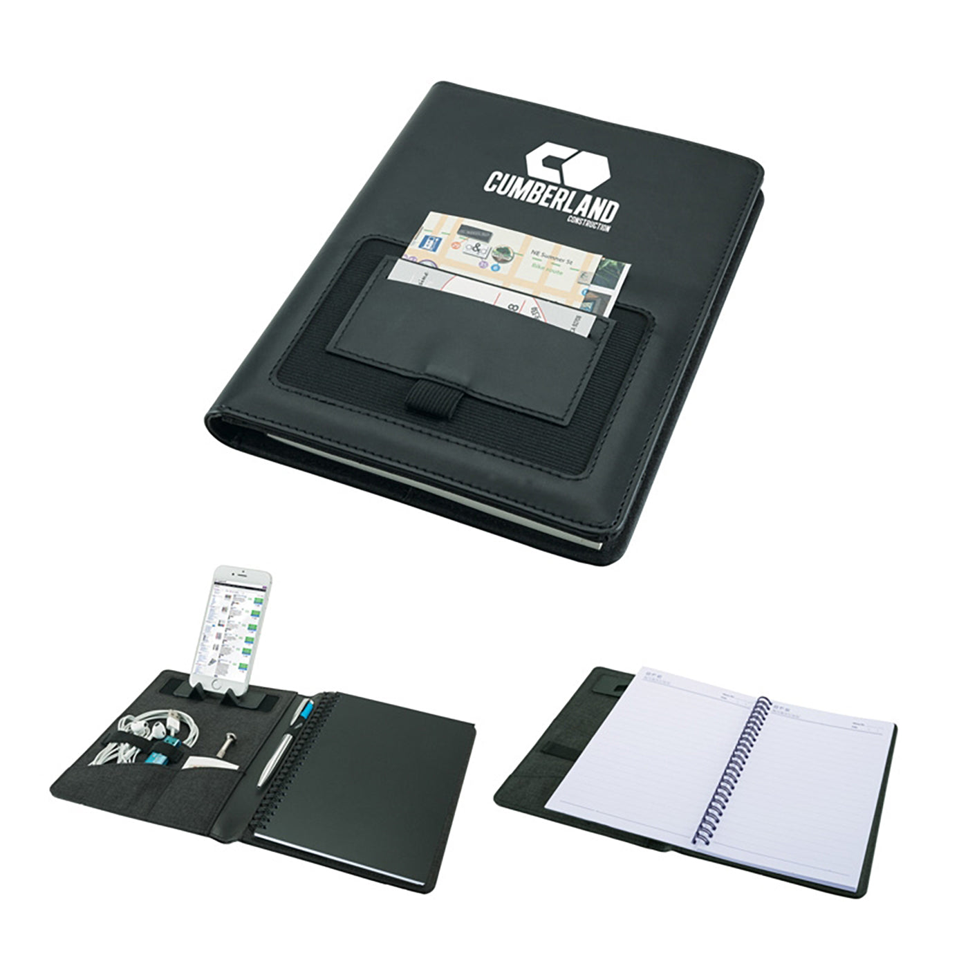 Tech Organizer Padfolio with Phone Stand