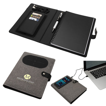 PU Notebook with Wireless Charger