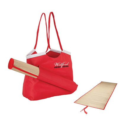 600D Polyester Beach Tote with Straw Mat