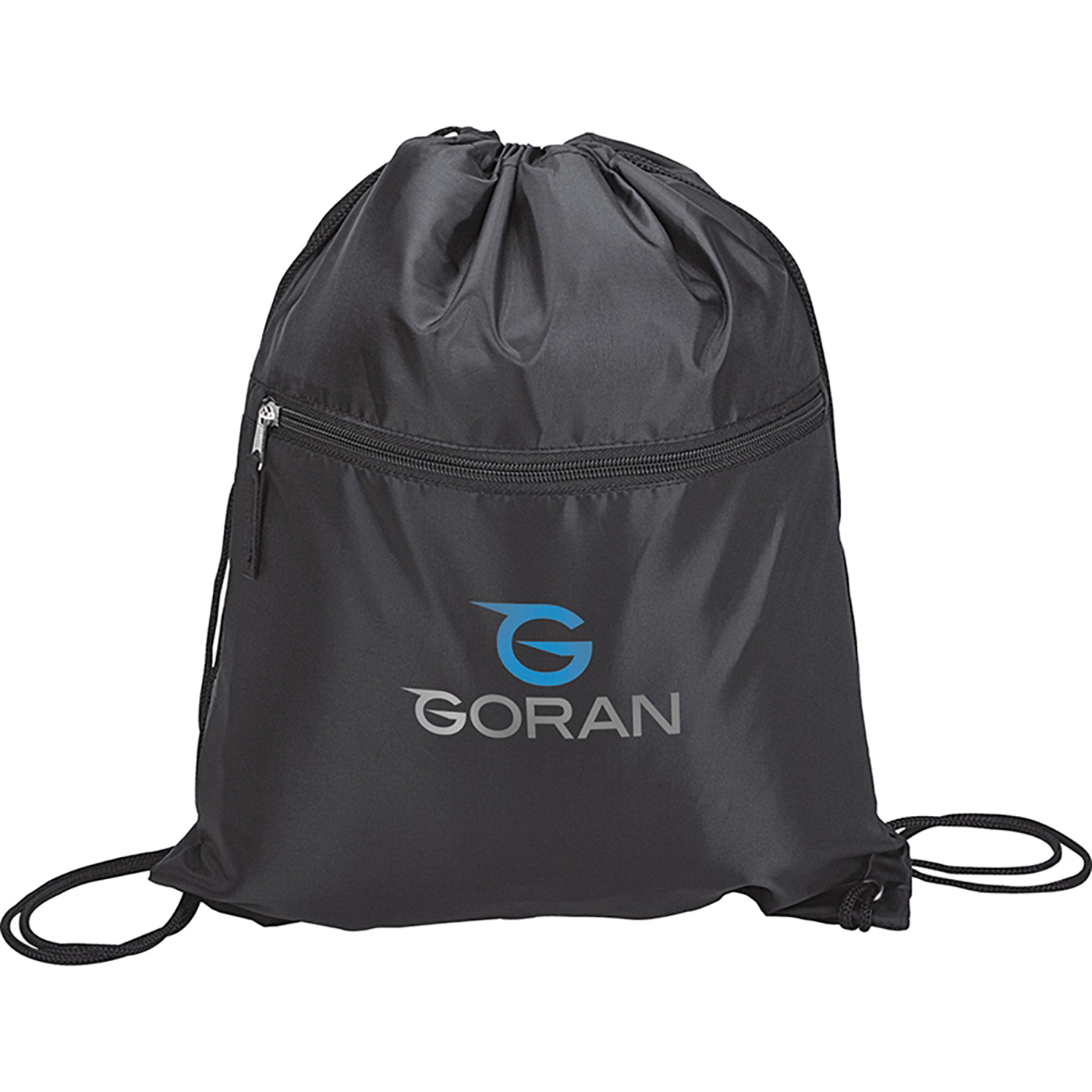 210D Poly Drawstring Bag with Front Zip - KT7306B