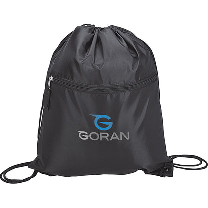 210D Poly Drawstring Bag with Front Zip - KT7306B