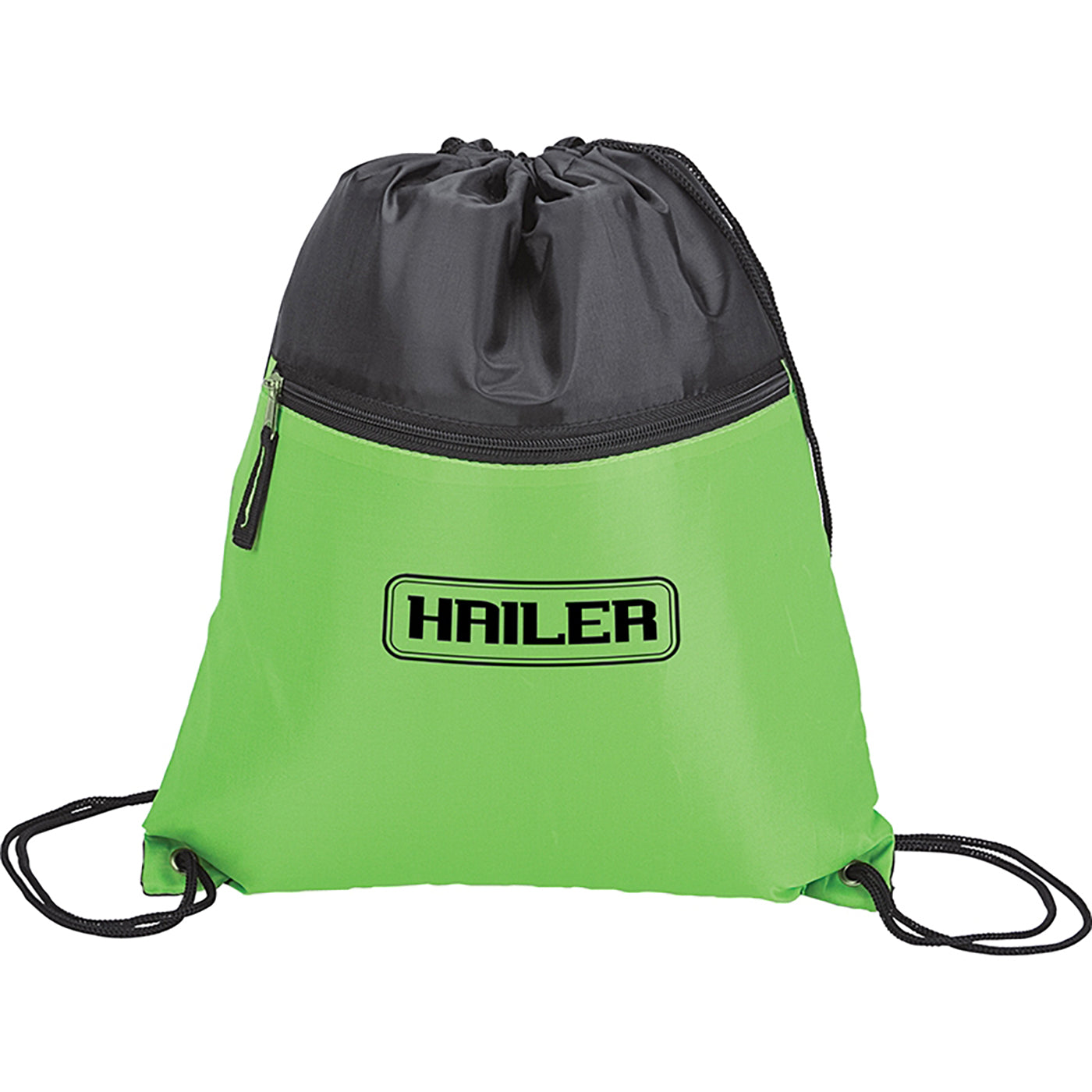 210D Poly Drawstring Bag with Front Zip - KT7306G