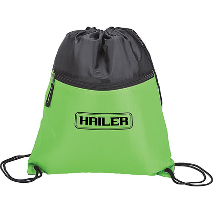 210D Poly Drawstring Bag with Front Zip - KT7306G
