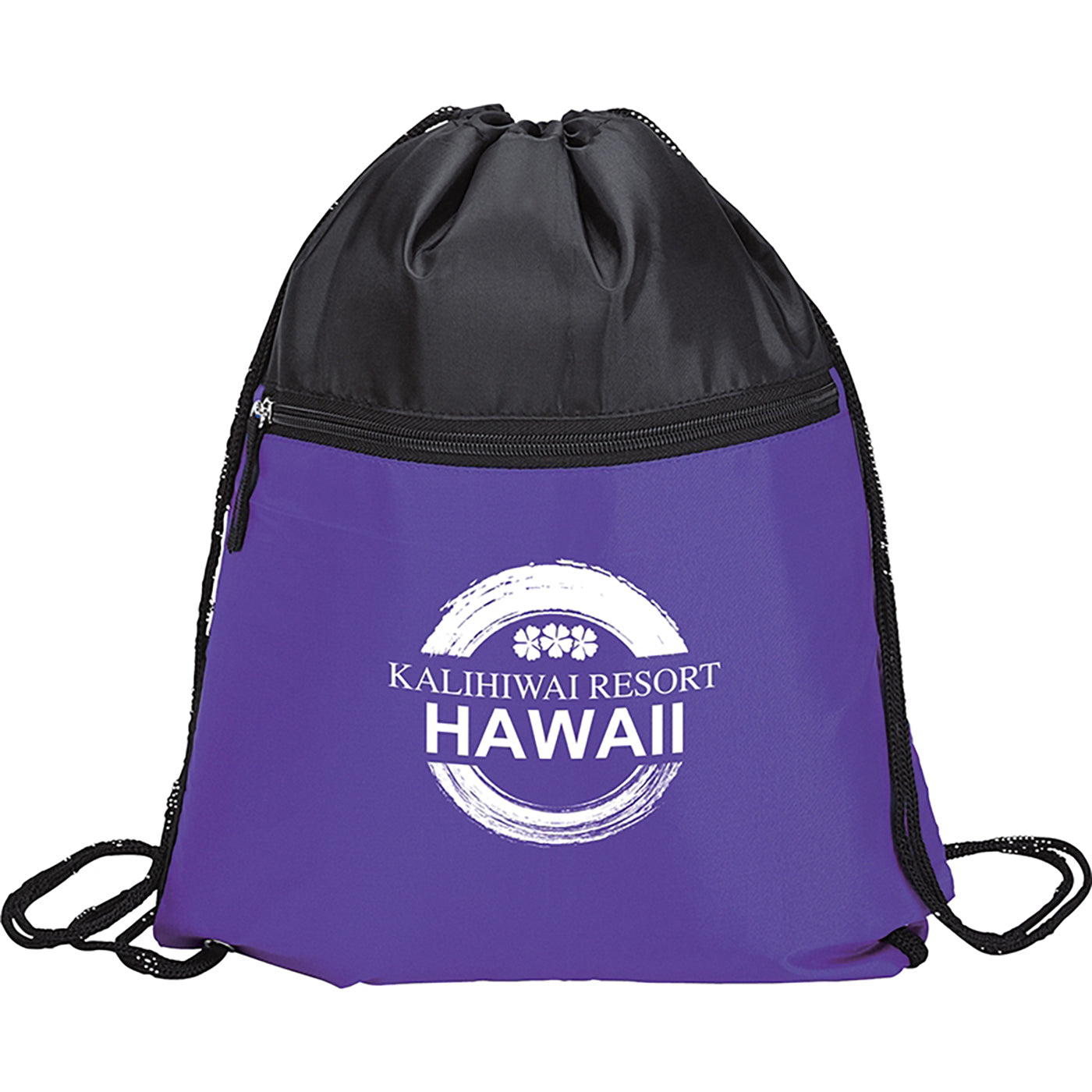210D Poly Drawstring Bag with Front Zip - KT7306P