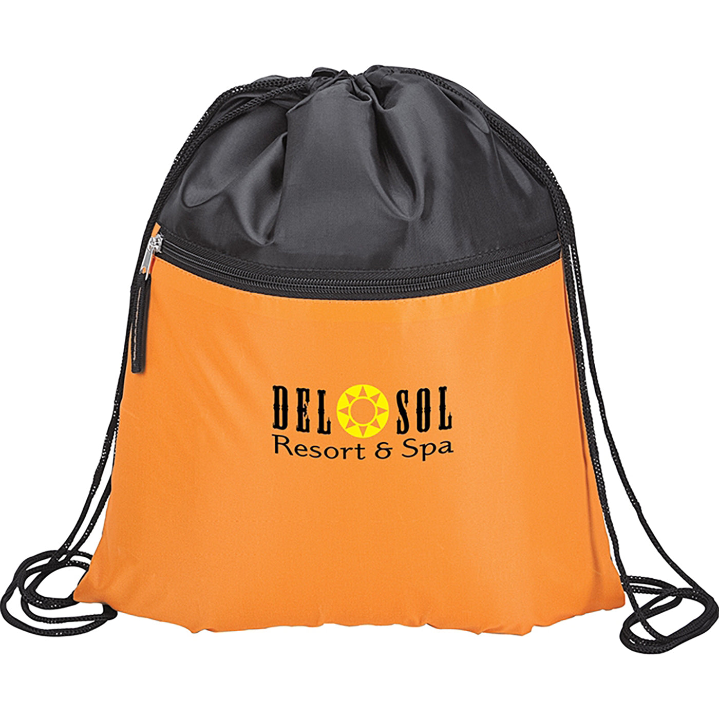 210D Poly Drawstring Bag with Front Zip - KT7306T