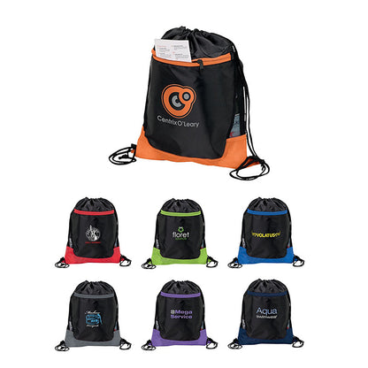 210D Poly Drawstring Backpack with Front Pocket