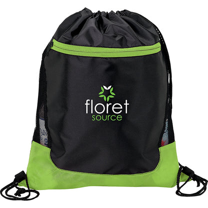 210D Poly Drawstring Backpack with Front Pocket - KT7312G