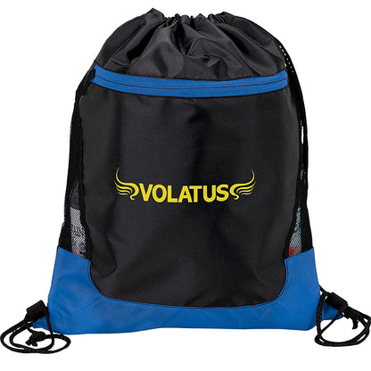 210D Poly Drawstring Backpack with Front Pocket - KT7312L