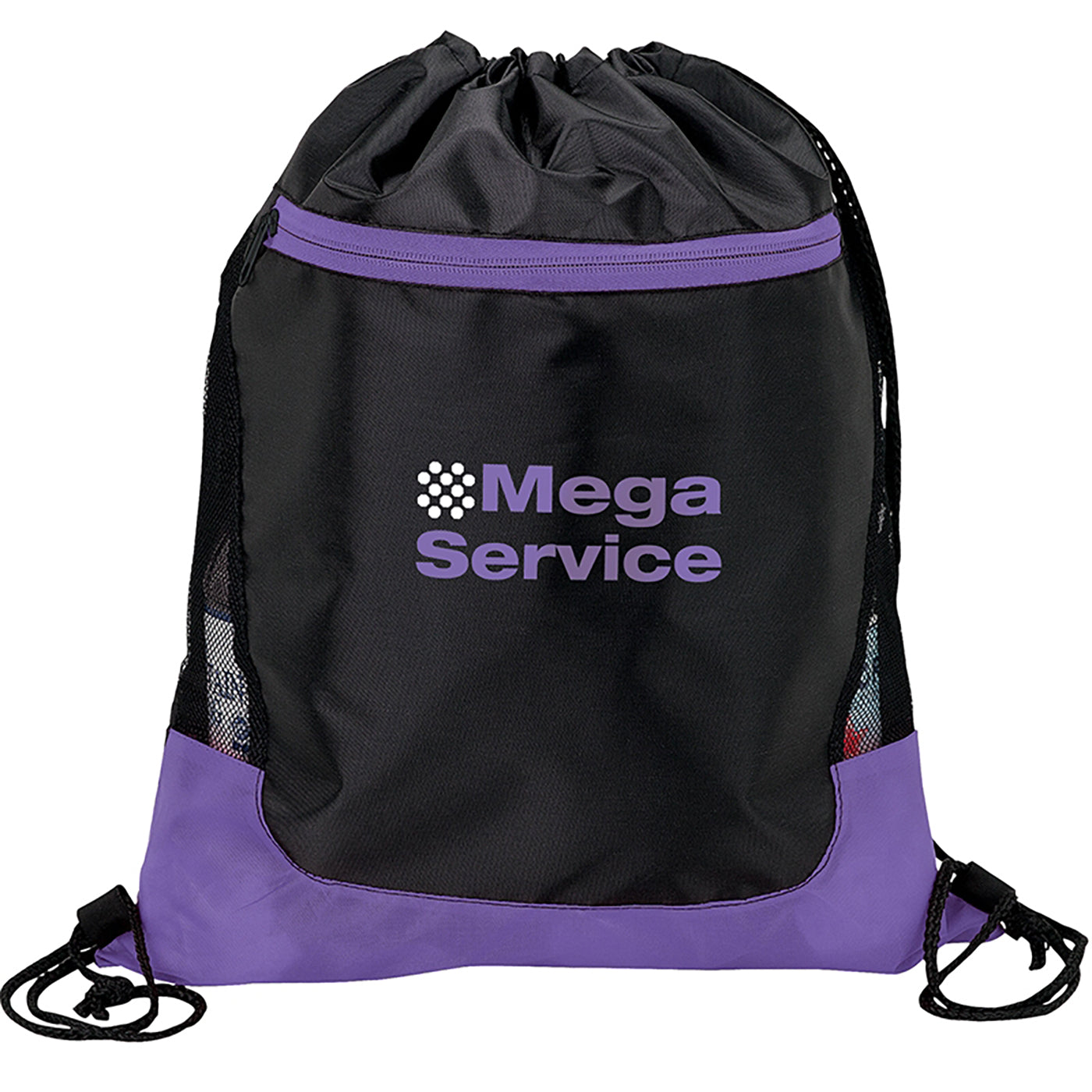 210D Poly Drawstring Backpack with Front Pocket - KT7312P