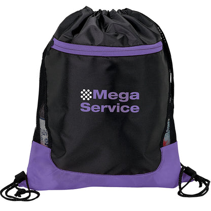 210D Poly Drawstring Backpack with Front Pocket - KT7312P