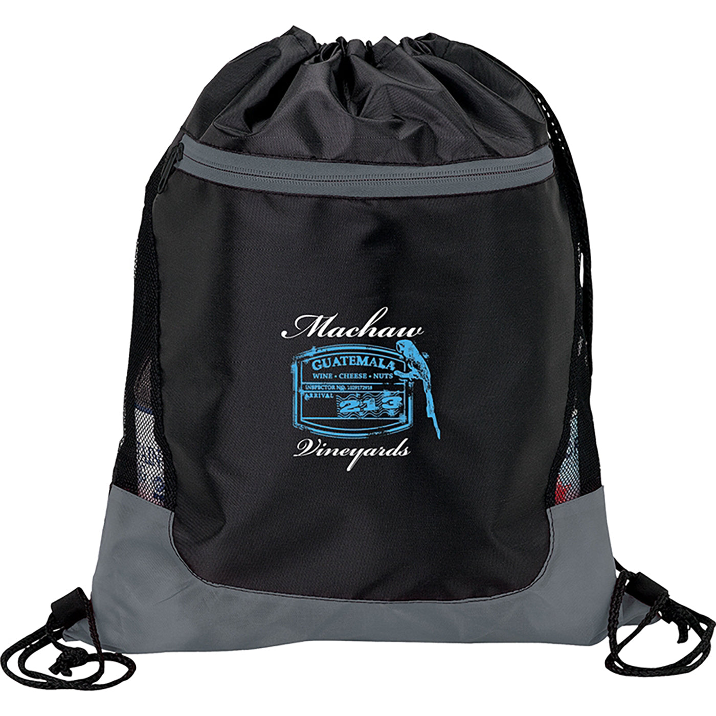 210D Poly Drawstring Backpack with Front Pocket - KT7312S