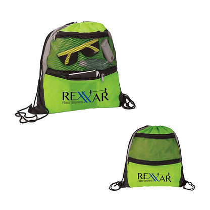 Multi-Pocket 210D Poly Drawstring Backpack