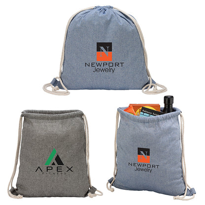 5.5oz Recycled Cotton Blend Drawstring Tote