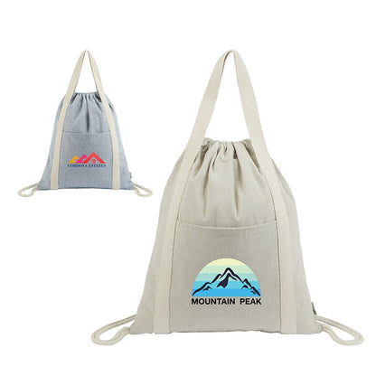 9oz Recycled Cotton Drawstring Bag with Handles