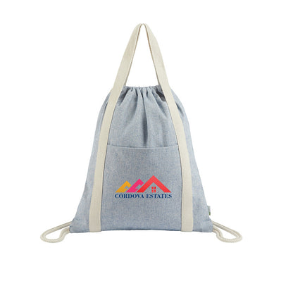 9oz Recycled Cotton Drawstring Bag with Handles - KT7702N
