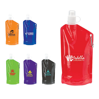 24oz Collapsible PE Water Bottle with Carabiner