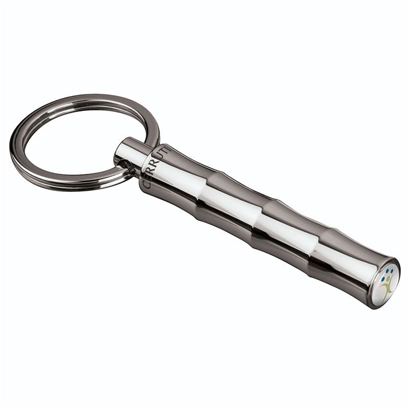 Chrome Bamboo Design Brass Keyring